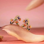 Colorful Crystal Chinese Zodiac Pony Earrings