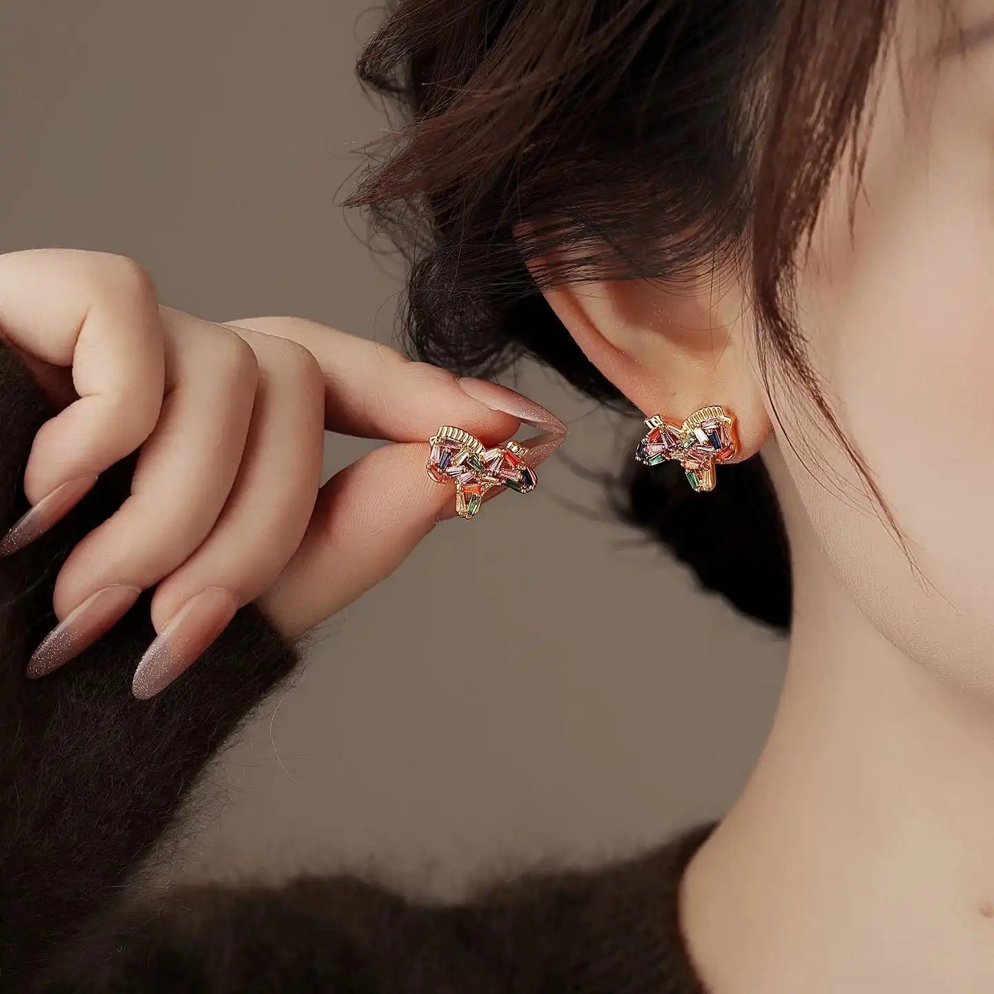 Colorful Crystal Chinese Zodiac Pony Earrings
