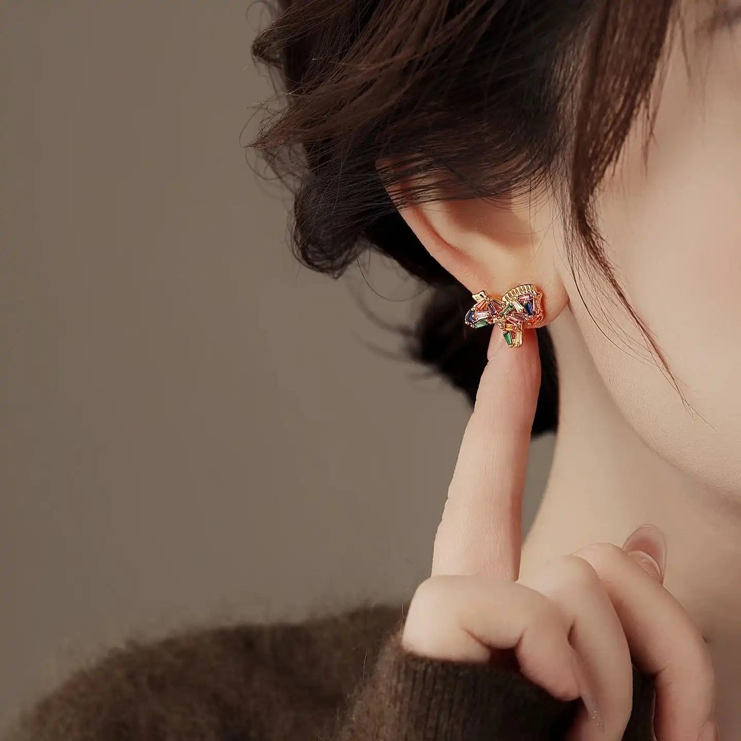 Colorful Crystal Chinese Zodiac Pony Earrings