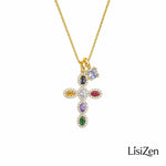 Colorful Crystal Cross Necklace