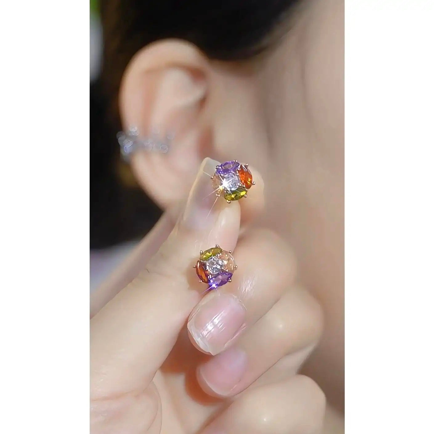 Colorful Crystal Ear Buckles Stud Earrings
