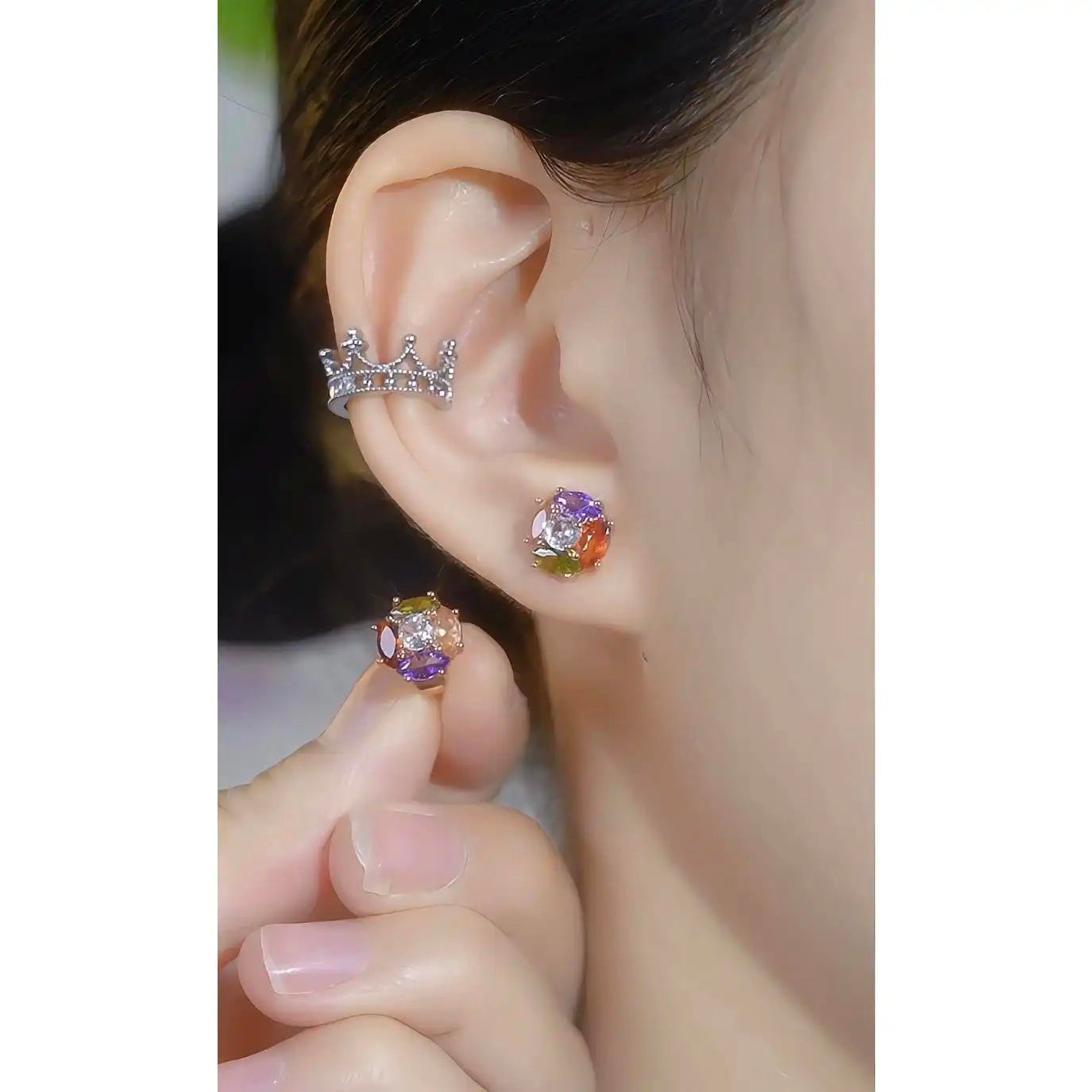 Colorful Crystal Ear Buckles Stud Earrings