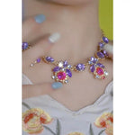 Colorful Crystal Floral Small Necklace