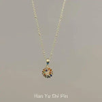 Colorful Crystal Flower Pendant Necklace