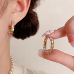 Colorful Crystal Geometric Hoop Earrings