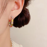 Colorful Crystal Geometric Hoop Earrings