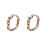 Colorful Crystal Geometric Hoop Earrings
