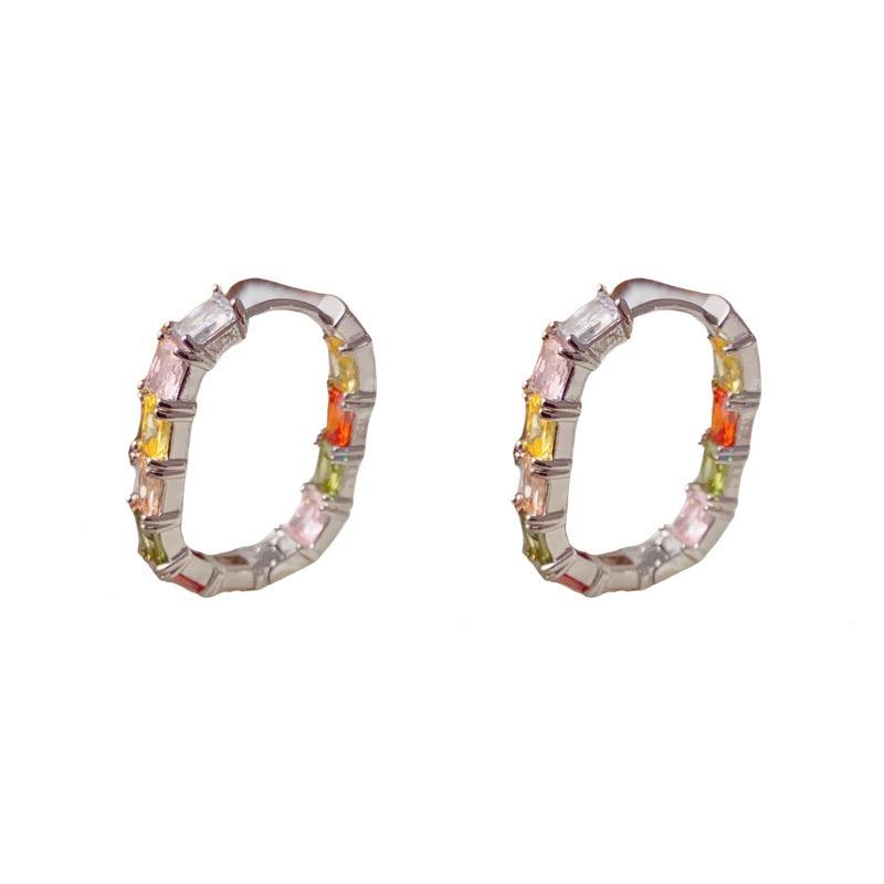 Colorful Crystal Geometric Hoop Earrings