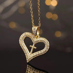 Colorful Crystal Heart Cross Necklace