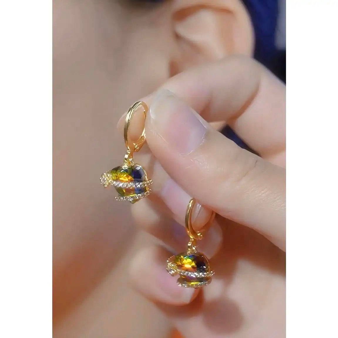 Colorful Crystal Heart Earrings