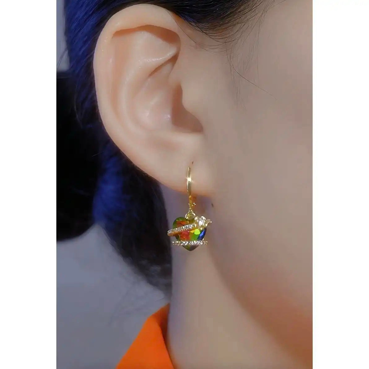 Colorful Crystal Heart Earrings