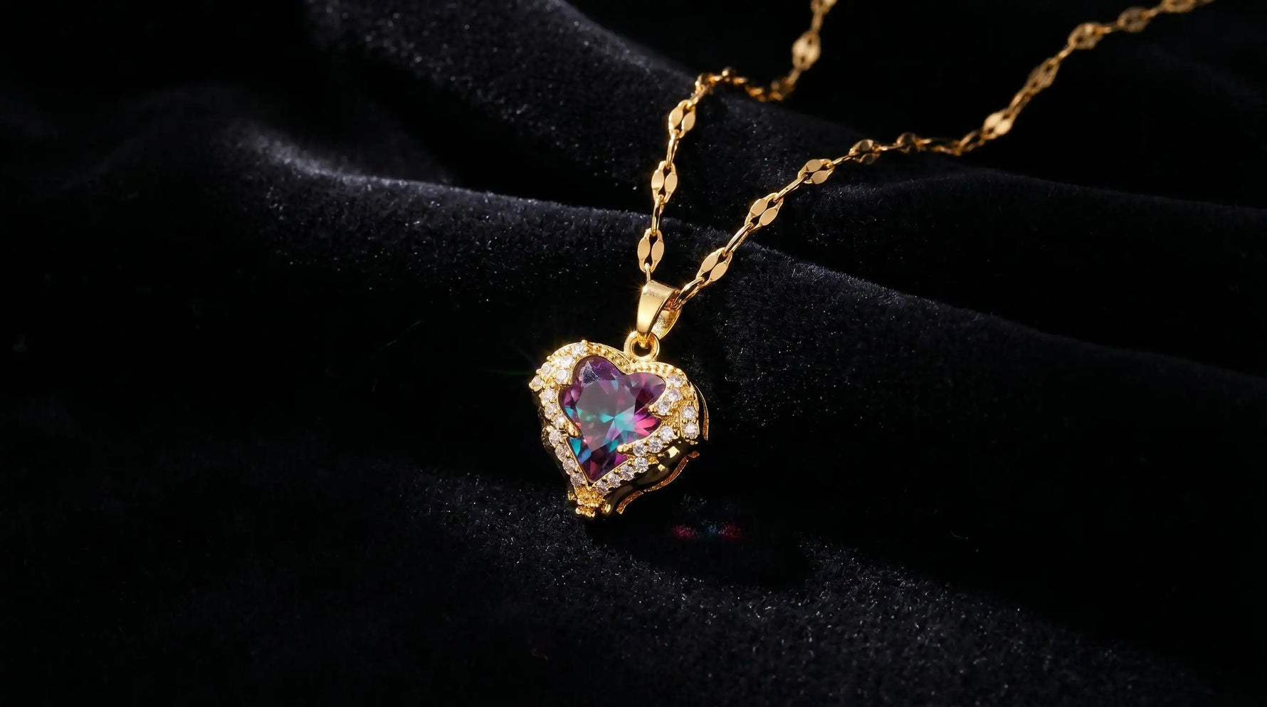 Colorful Crystal Heart Small Necklace