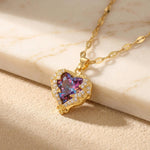 Colorful Crystal Heart Small Necklace