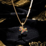 Colorful Crystal Pony Pearl Spring Pendant Necklace