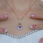 Colorful Crystal Teardrop Pendant Necklace