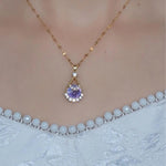 Colorful Crystal Teardrop Pendant Necklace
