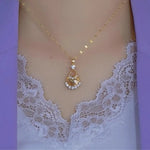 Colorful Crystal Teardrop Pendant Necklace