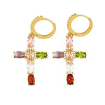 Colorful Diamond Cross Crystal Adjustable Earrings