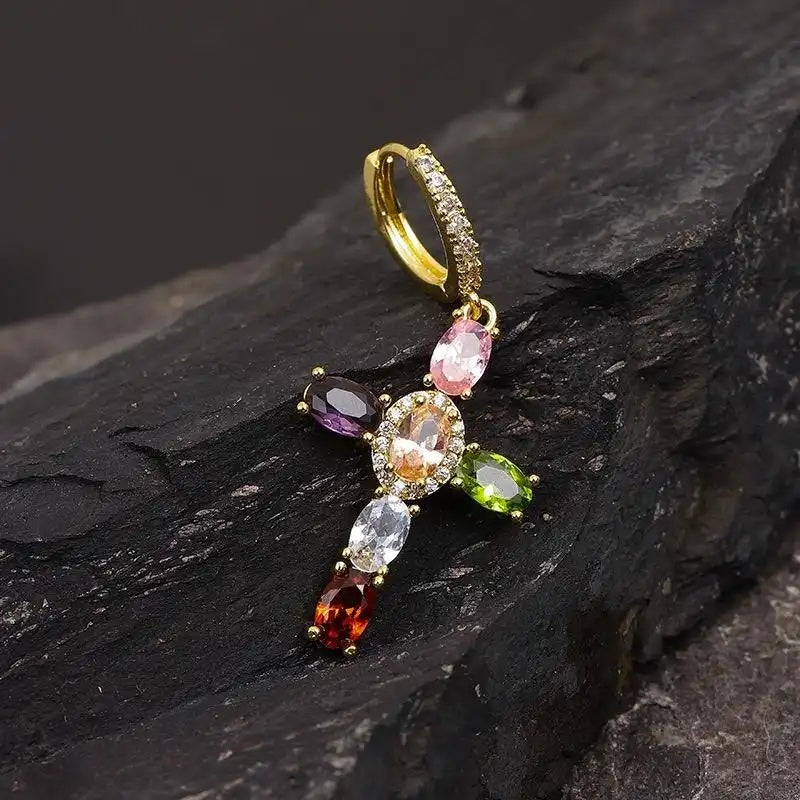 Colorful Diamond Cross Crystal Adjustable Earrings