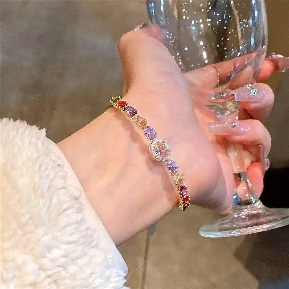 Colorful Dopamine Crystal Twisted Hand Bracelet