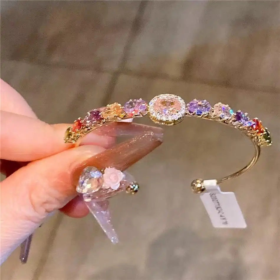 Colorful Dopamine Crystal Twisted Hand Bracelet