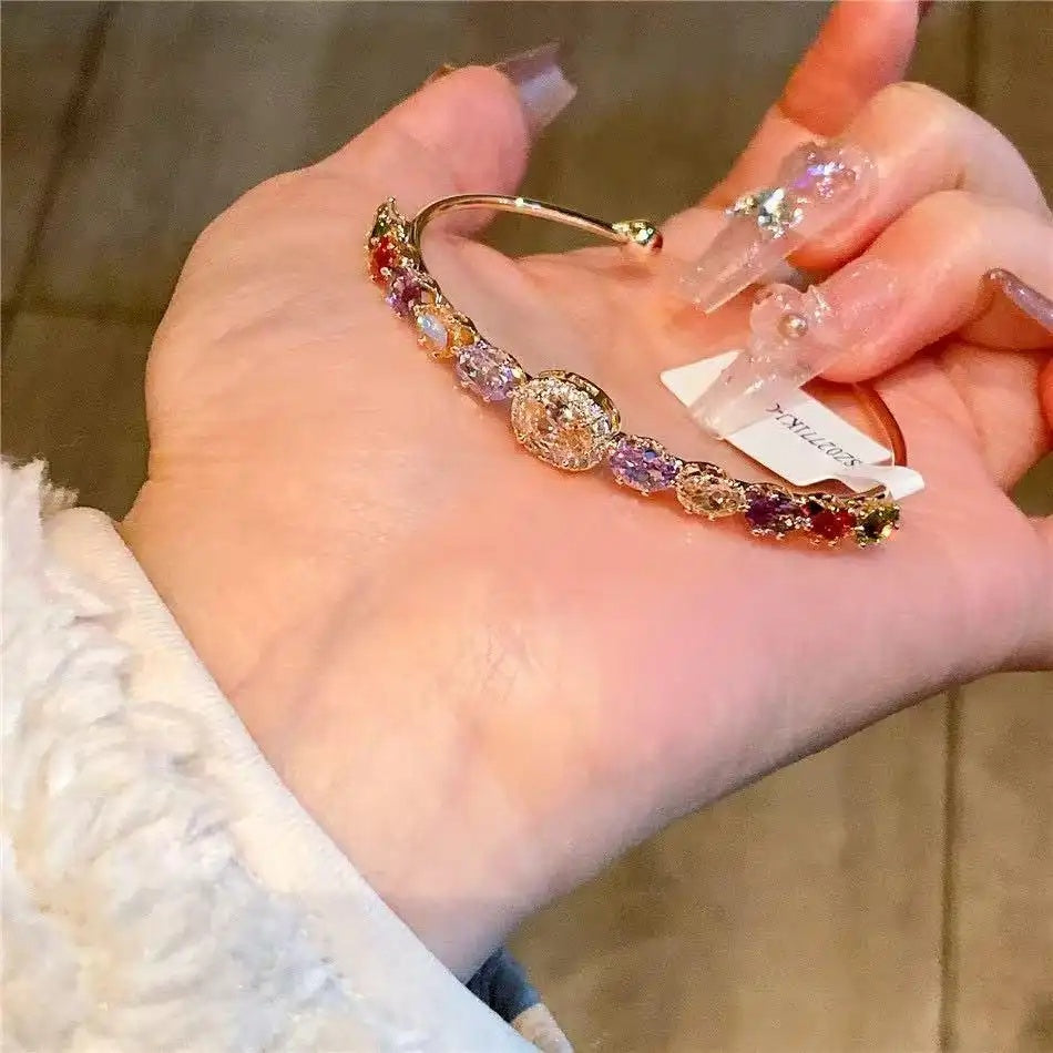Colorful Dopamine Crystal Twisted Hand Bracelet