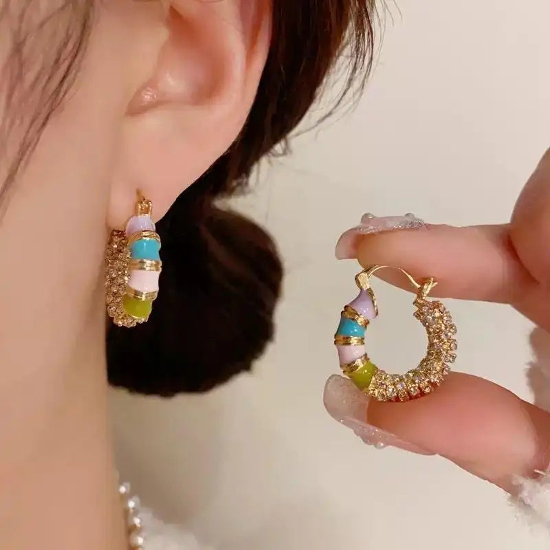 Colorful Enamel Dripping Glaze Heart Earrings