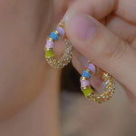 Colorful Enamel Dripping Glaze Heart Earrings