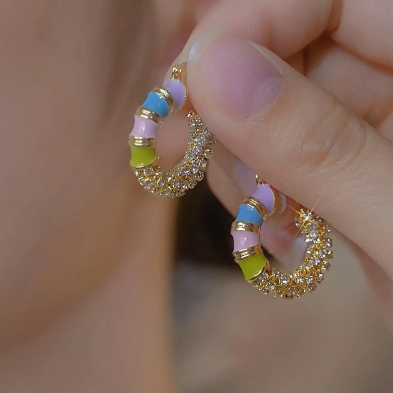 Colorful Enamel Dripping Glaze Heart Earrings
