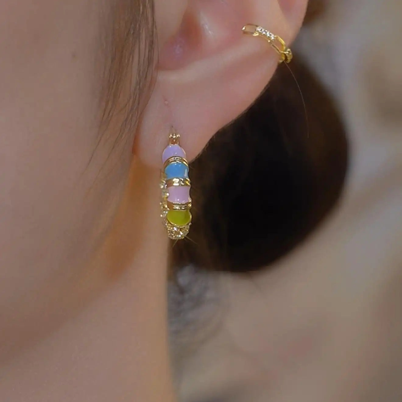 Colorful Enamel Dripping Glaze Heart Earrings