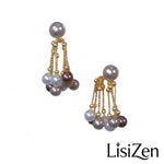 Colorful Faux Pearl Tassel Drop Earrings