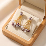 Colorful Faux Pearl Tassel Drop Earrings