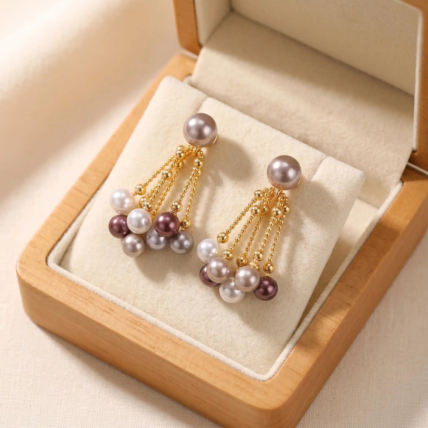 Colorful Faux Pearl Tassel Drop Earrings