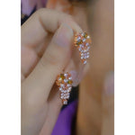 Colorful Floral Crystal Ear Crawler Earrings