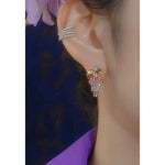 Colorful Floral Crystal Ear Crawler Earrings