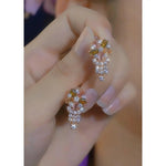 Colorful Floral Crystal Ear Crawler Earrings