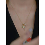 Colorful Floral Crystal Pendant Necklace