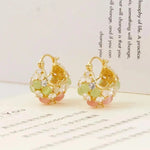 Colorful Flower Basket Hoop Earrings