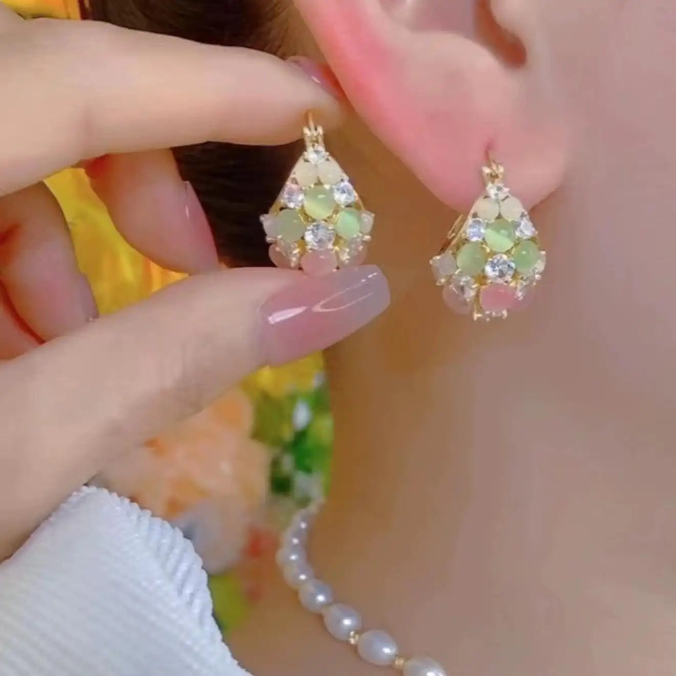 Colorful Flower Basket Hoop Earrings