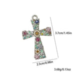 Colorful Flower Cross Small Plum Necklace