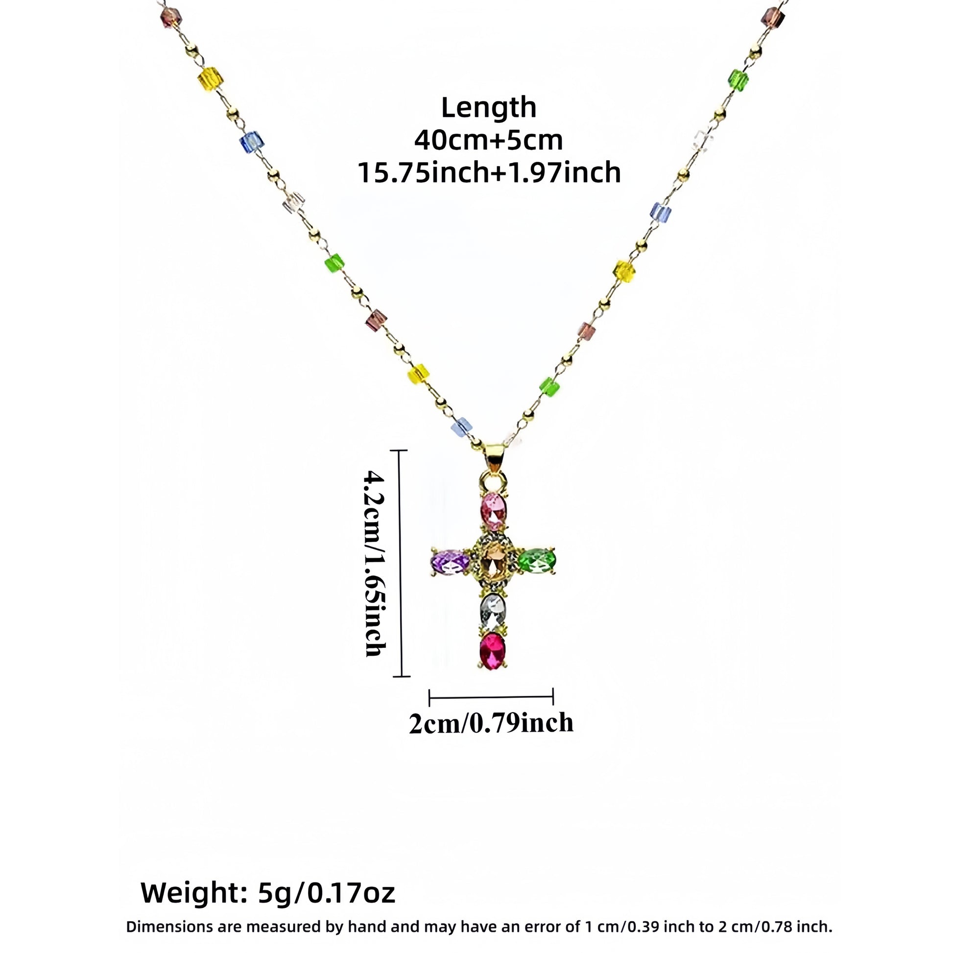 Colorful Gem Cross Necklace