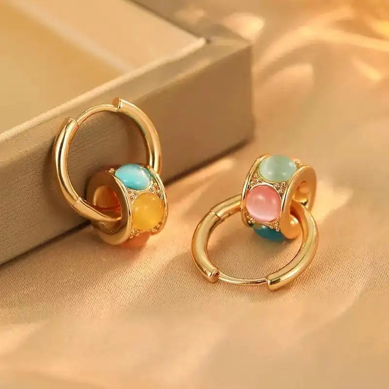 Colorful Magic Cube Dopamine Cat Earrings