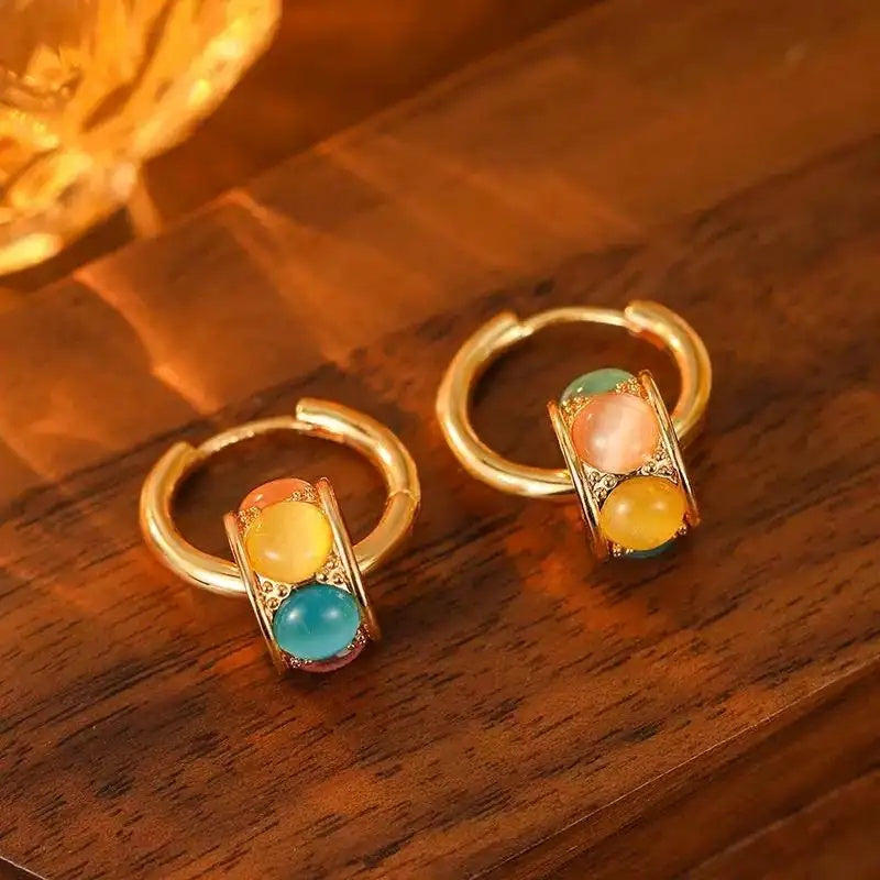 Colorful Magic Cube Dopamine Cat Earrings