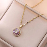 Colorful Rotating Crystal Pendant Necklace