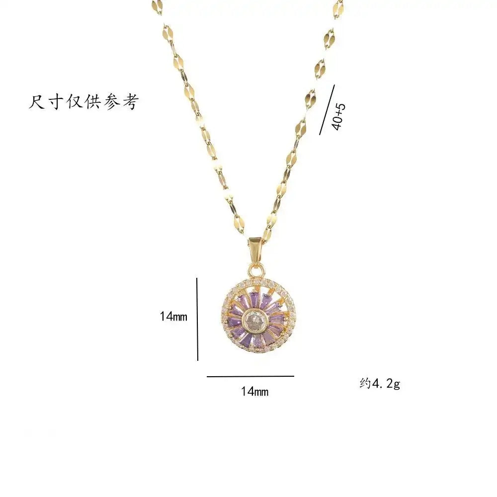Colorful Rotating Crystal Pendant Necklace