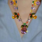 Colorful Square Gorgeous Crystal Chain Necklace