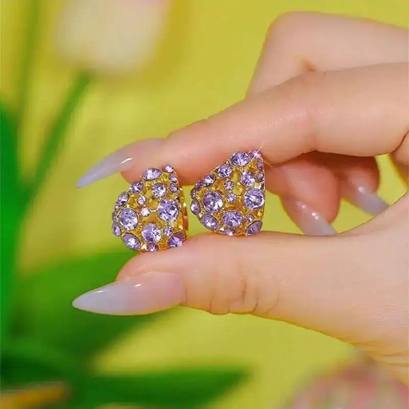 Colorful Teardrop Crystal Stud Earrings