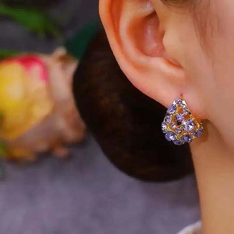 Colorful Teardrop Crystal Stud Earrings