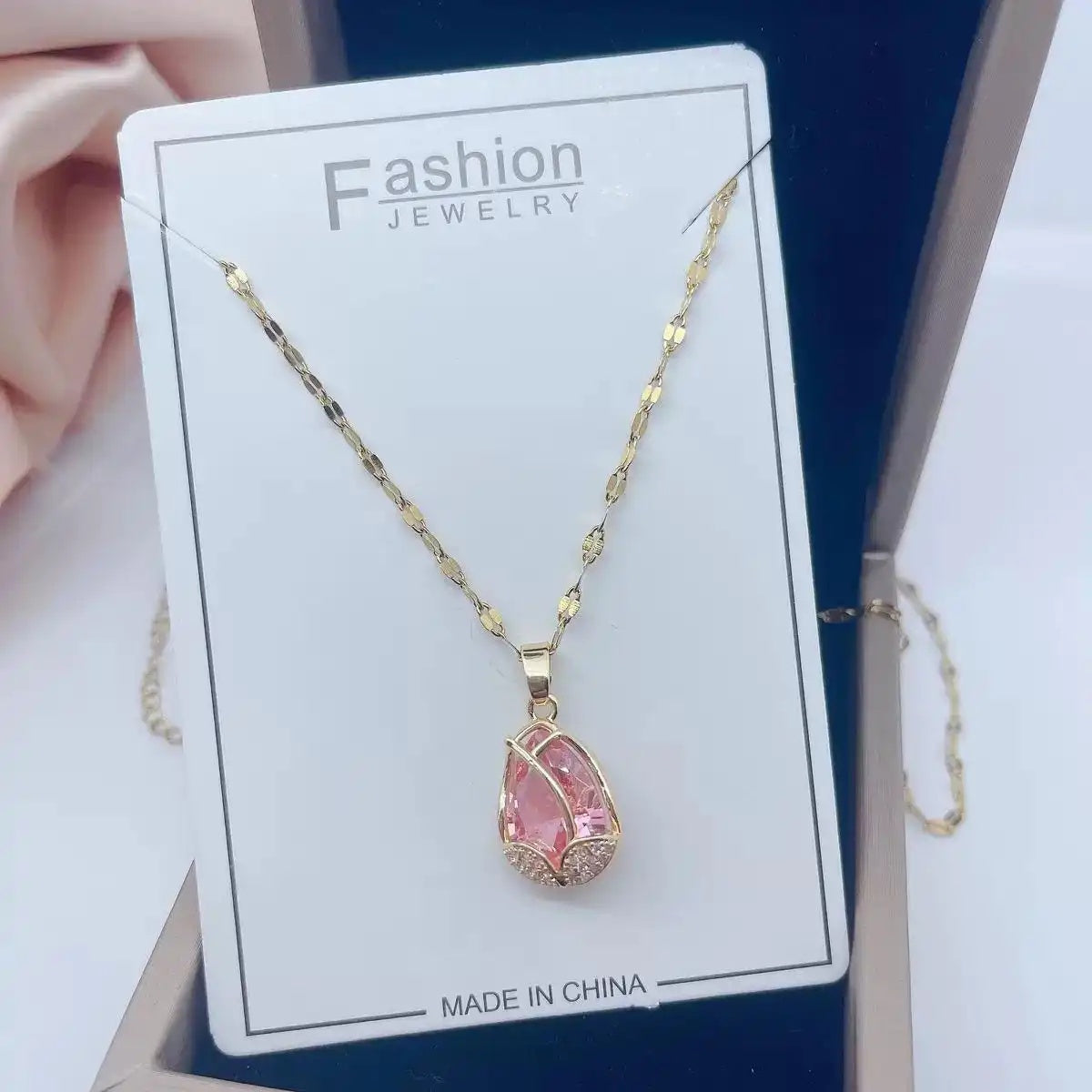 Colorful Tulip Crystal Pendant Necklace