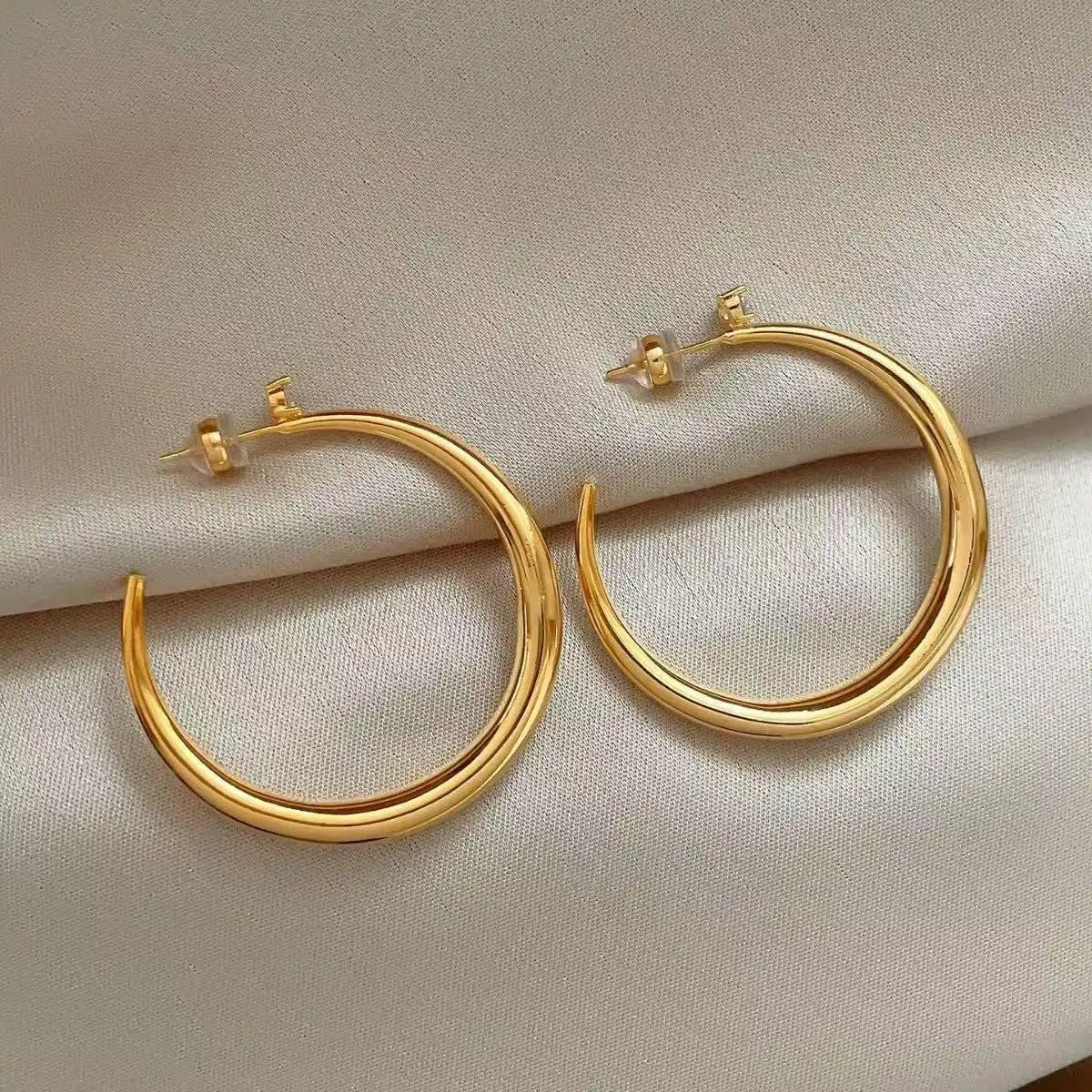 Commute Metal Crystal Hoop Earrings
